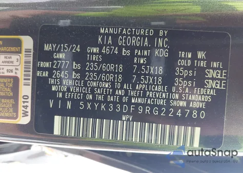 2024 Kia Sportage Ex from USA, damaged, VIN 5XYK33DF9RG224780